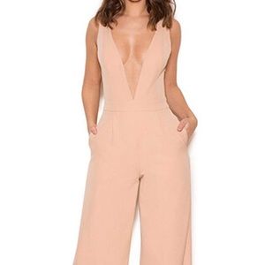 Apricot open back jumpsuit